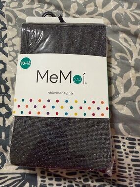 MeMoi Girls Shimmer Tights in Sparkling Black — Size 10-12